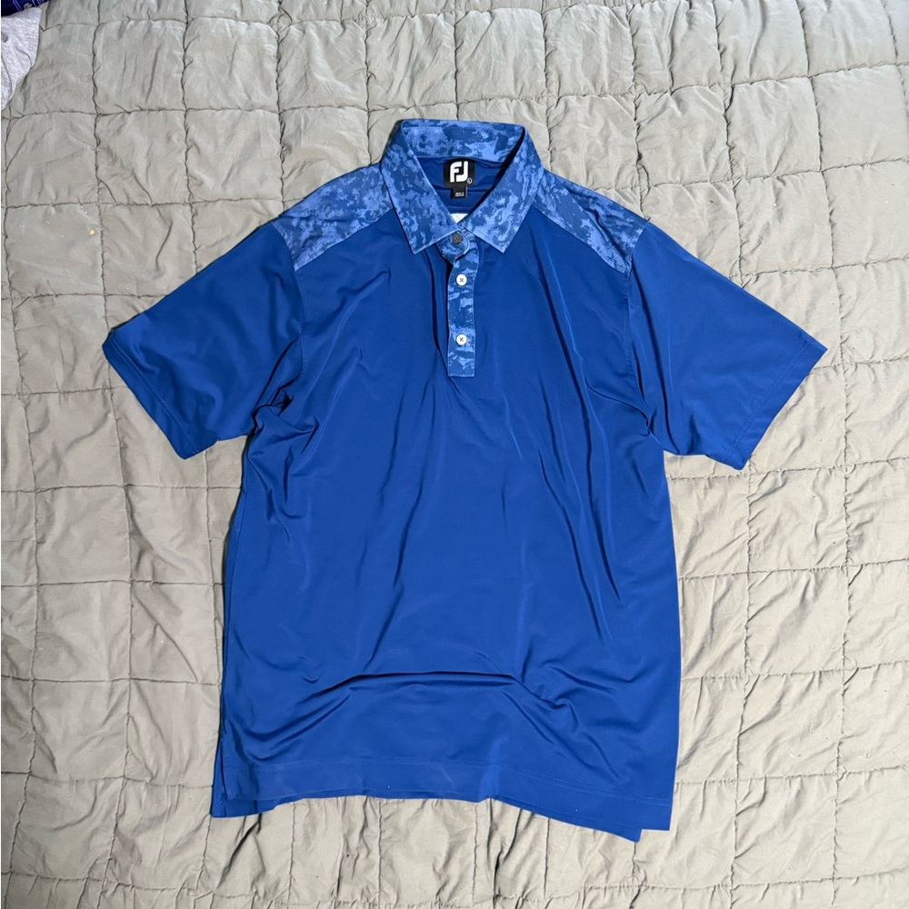 FootJoy Men's Royal Blue Polo with Patterned Collar